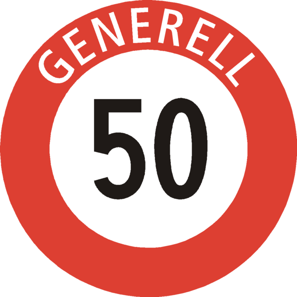 Signal Höchstgeschwindigkeit 50 generell (2.30.1)